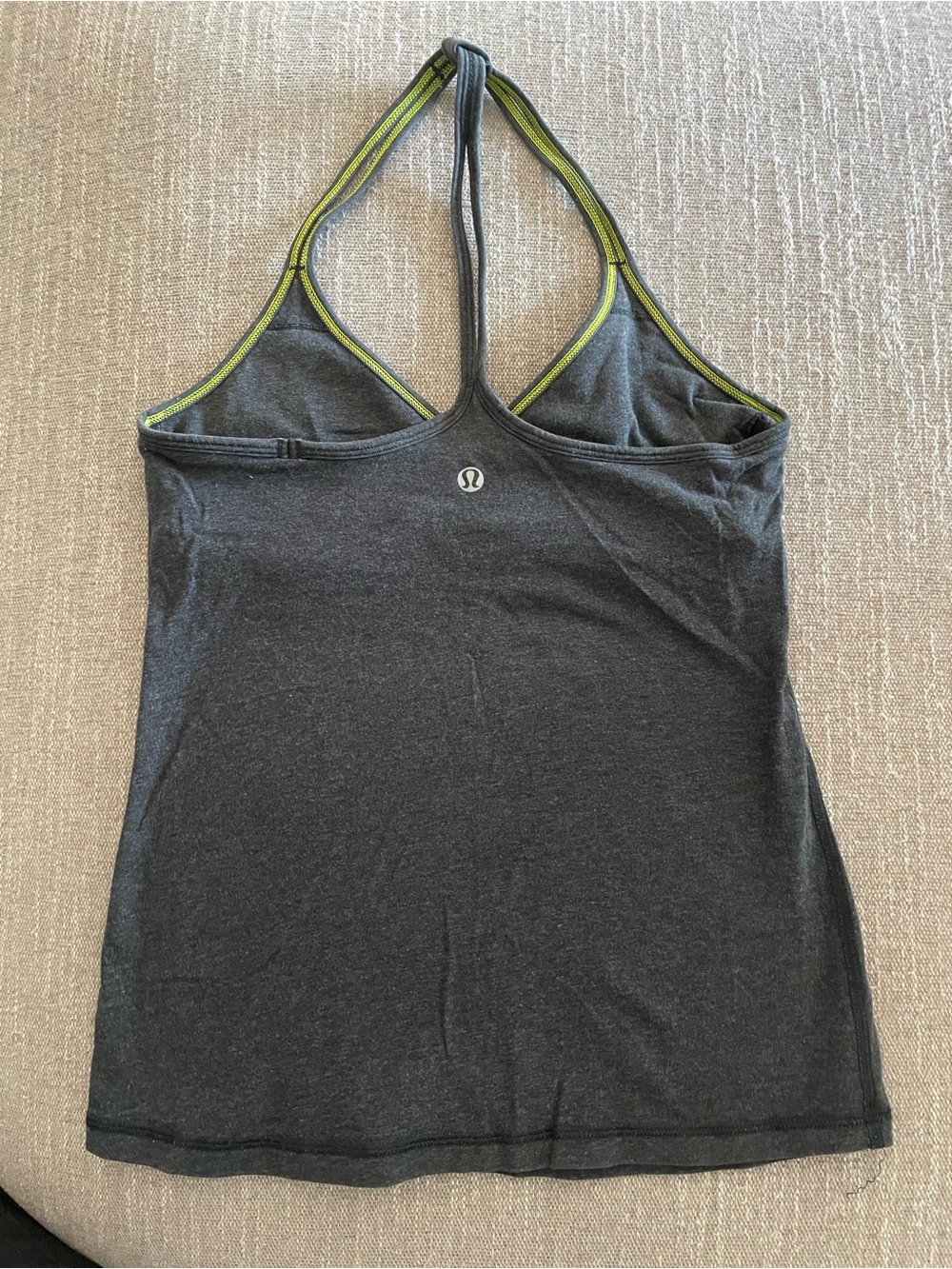 lululemon athletica Charcoal Gray Tank with Lime Trim